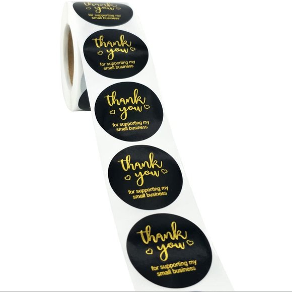 3/$15 -NEW 50 count Thank You Kraft Stickers 1.5"  OFFICE SUPPORT SMALL BUSINESS - Picture 2 of 5